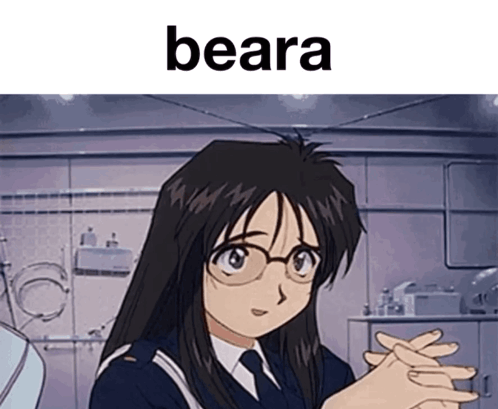 A Picture Of A Girl With Glasses And The Word Beara On Top GIF