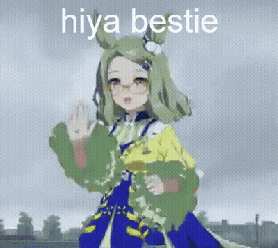 A Picture Of A Girl With Glasses And The Words Hiya Bestie GIF