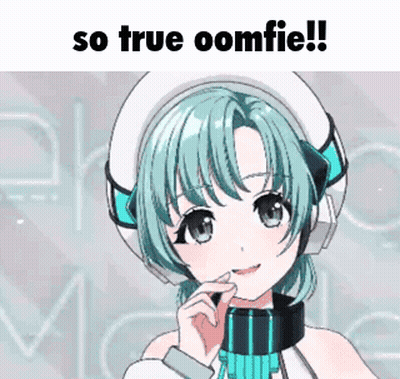 A Picture Of A Girl With Headphones And The Words So True Oomfie GIF