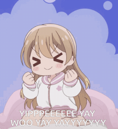 A Picture Of A Girl With Her Fist In The Air And The Words Yippeeee Yay Woo Yay Yayyyyy GIF