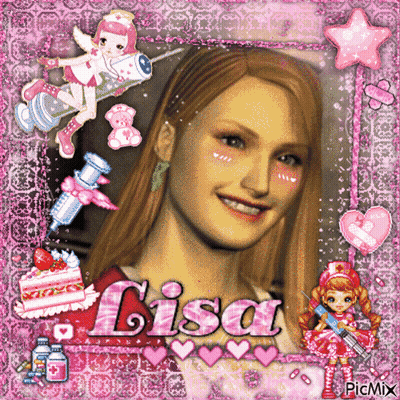 A Picture Of A Girl With Lisa Written On The Bottom GIF