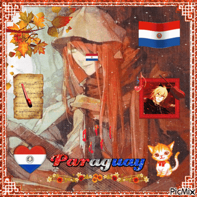 A Picture Of A Girl With Long Red Hair And The Word Paraguay GIF