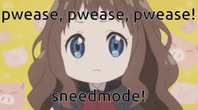 A Picture Of A Girl With Pigs In The Background And The Words " Pwease Pwease Pwease Sneedmode " GIF