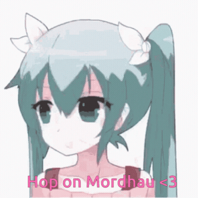 A Picture Of A Girl With Pigtails And Horns Says Hop On Mordhau < 3 GIF