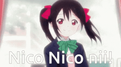 A Picture Of A Girl With Pigtails And The Words Nico Nico Nii GIF