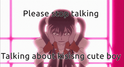 A Picture Of A Girl With Pigtails And The Words Please Stop Talking Talking About Kising Cute Boy Below Her GIF
