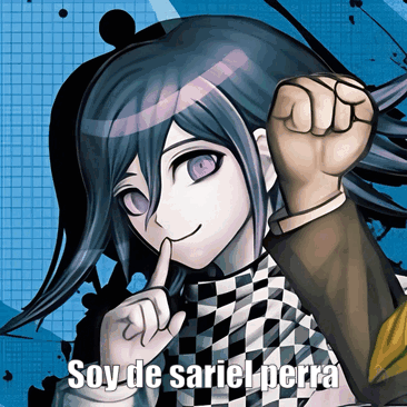 A Picture Of A Girl With Purple Eyes And The Words Soy De Sariel Perra Below Her GIF