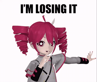 A Picture Of A Girl With Red Hair And The Words " I 'M Losing It " Above Her GIF