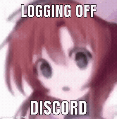 A Picture Of A Girl With Red Hair And The Words `` Logging Off Discord '' . GIF