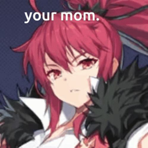 A Picture Of A Girl With Red Hair And The Words " Your Mom " GIF