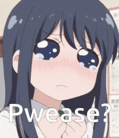 A Picture Of A Girl With Tears In Her Eyes And The Words Pwease Below Her GIF
