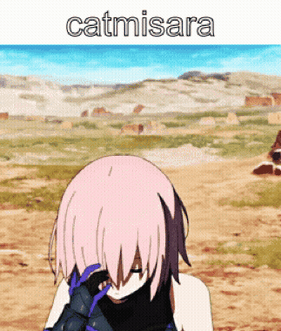 A Picture Of A Girl With The Name Catmisara On The Top GIF