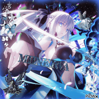 A Picture Of A Girl With The Name Minerva Written On It GIF