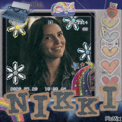 A Picture Of A Girl With The Name Nikki GIF