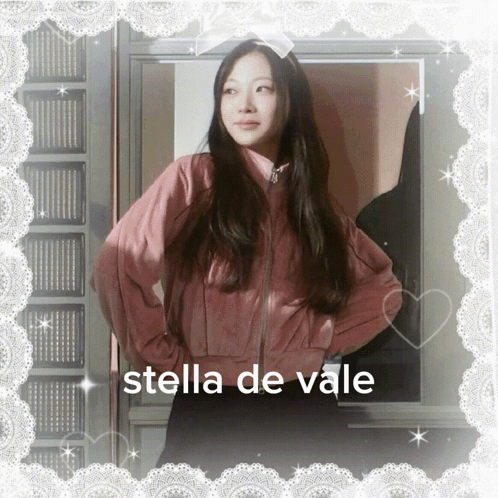 A Picture Of A Girl With The Name Stella De Vale Written On It GIF