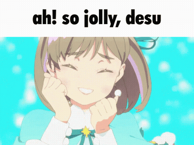 A Picture Of A Girl With The Text Ah So Jolly Desu GIF