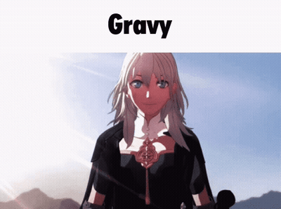 A Picture Of A Girl With The Word Gravy On The Bottom GIF