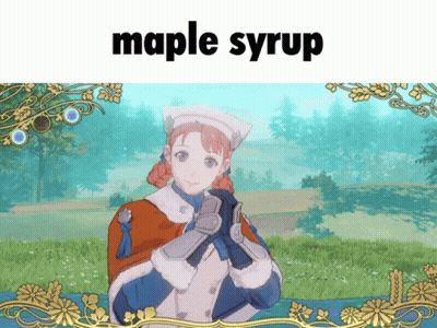 A Picture Of A Girl With The Word Maple Syrup On The Bottom GIF