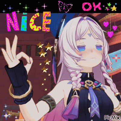 A Picture Of A Girl With The Word Nice Written On It GIF