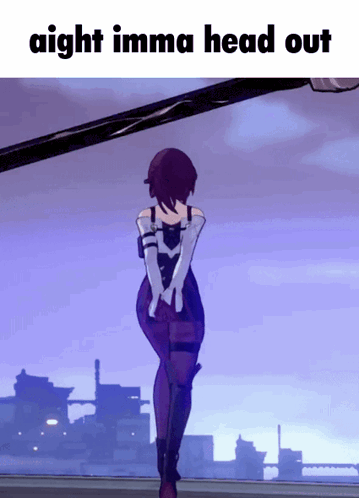 A Picture Of A Girl With The Words " Aight Imma Head Out " On The Bottom GIF