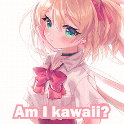 A Picture Of A Girl With The Words " Am I Kawaii " On It GIF