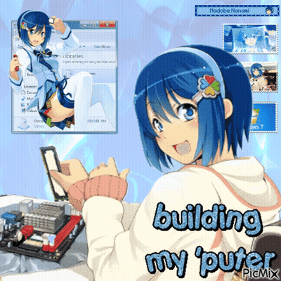 A Picture Of A Girl With The Words Building My Router GIF