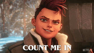 A Picture Of A Girl With The Words Count Me In Written On It GIF