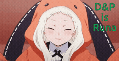 A Picture Of A Girl With The Words D & P Is Runa Below Her GIF
