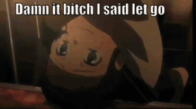 A Picture Of A Girl With The Words Damn It Bitch I Said Let Go On It GIF