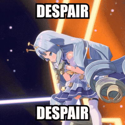 A Picture Of A Girl With The Words Despair Despair Behind Her GIF