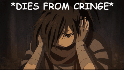 A Picture Of A Girl With The Words Dies From Cringe GIF
