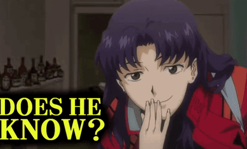 A Picture Of A Girl With The Words " Does He Know " On The Bottom GIF