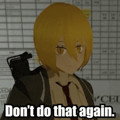 A Picture Of A Girl With The Words " Don 'T Do That Again " GIF