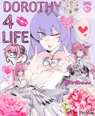 A Picture Of A Girl With The Words Dorothy 4 Life On It GIF