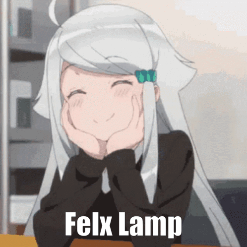 A Picture Of A Girl With The Words Felx Lamp Written On It GIF