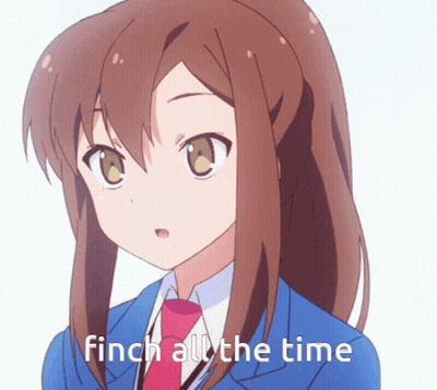A Picture Of A Girl With The Words Finch All The Time GIF