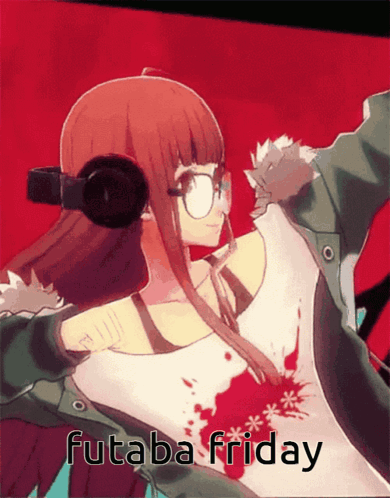 A Picture Of A Girl With The Words Futaba Friday On The Bottom GIF