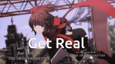 A Picture Of A Girl With The Words " Get Real " On The Bottom GIF