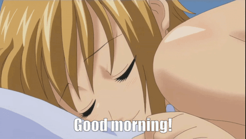 A Picture Of A Girl With The Words Good Morning On The Bottom Right GIF