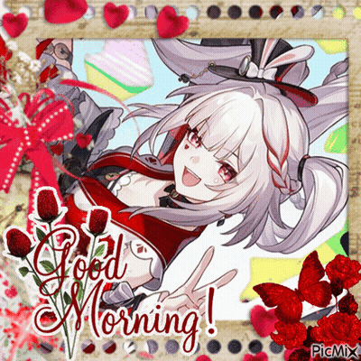A Picture Of A Girl With The Words Good Morning Written On The Bottom GIF