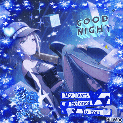 A Picture Of A Girl With The Words " Good Night " On It GIF