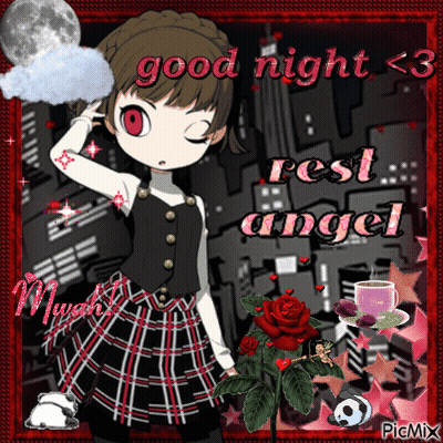 A Picture Of A Girl With The Words Good Night Rest Angel GIF