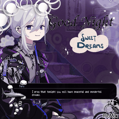 A Picture Of A Girl With The Words Good Night Sweet Dreams Written On It GIF