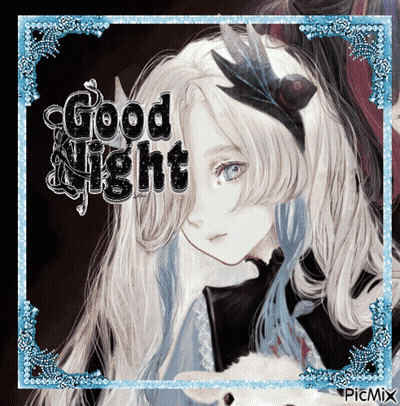 A Picture Of A Girl With The Words Good Night Written Above Her GIF