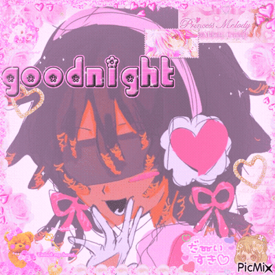 A Picture Of A Girl With The Words Goodnight Written Above Her GIF