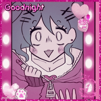 A Picture Of A Girl With The Words Goodnight Written On The Bottom GIF