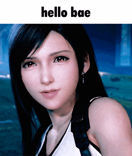A Picture Of A Girl With The Words Hello Bae Above Her GIF
