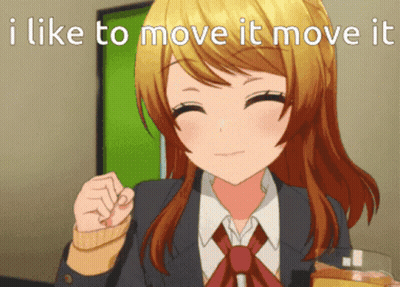 A Picture Of A Girl With The Words " I Like To Move It Move It " Below Her GIF