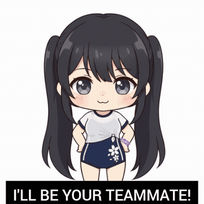 A Picture Of A Girl With The Words " I 'Ll Be Your Teammate " Below Her GIF