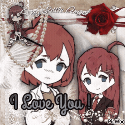 A Picture Of A Girl With The Words " I Love You " GIF
